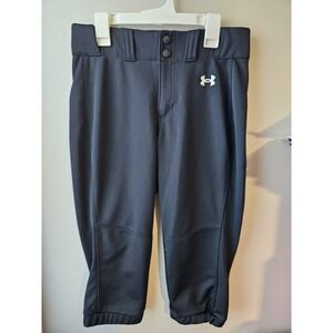 Under Armour Youth Softball Capri Pants Size Small Black‎ NEW 100%Polyester